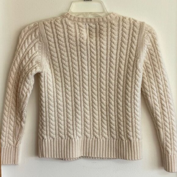 LANDS' END Wool Cable Cardigan Sweater Off White Crystal Button Girl S 7… - Picture 8 of 16